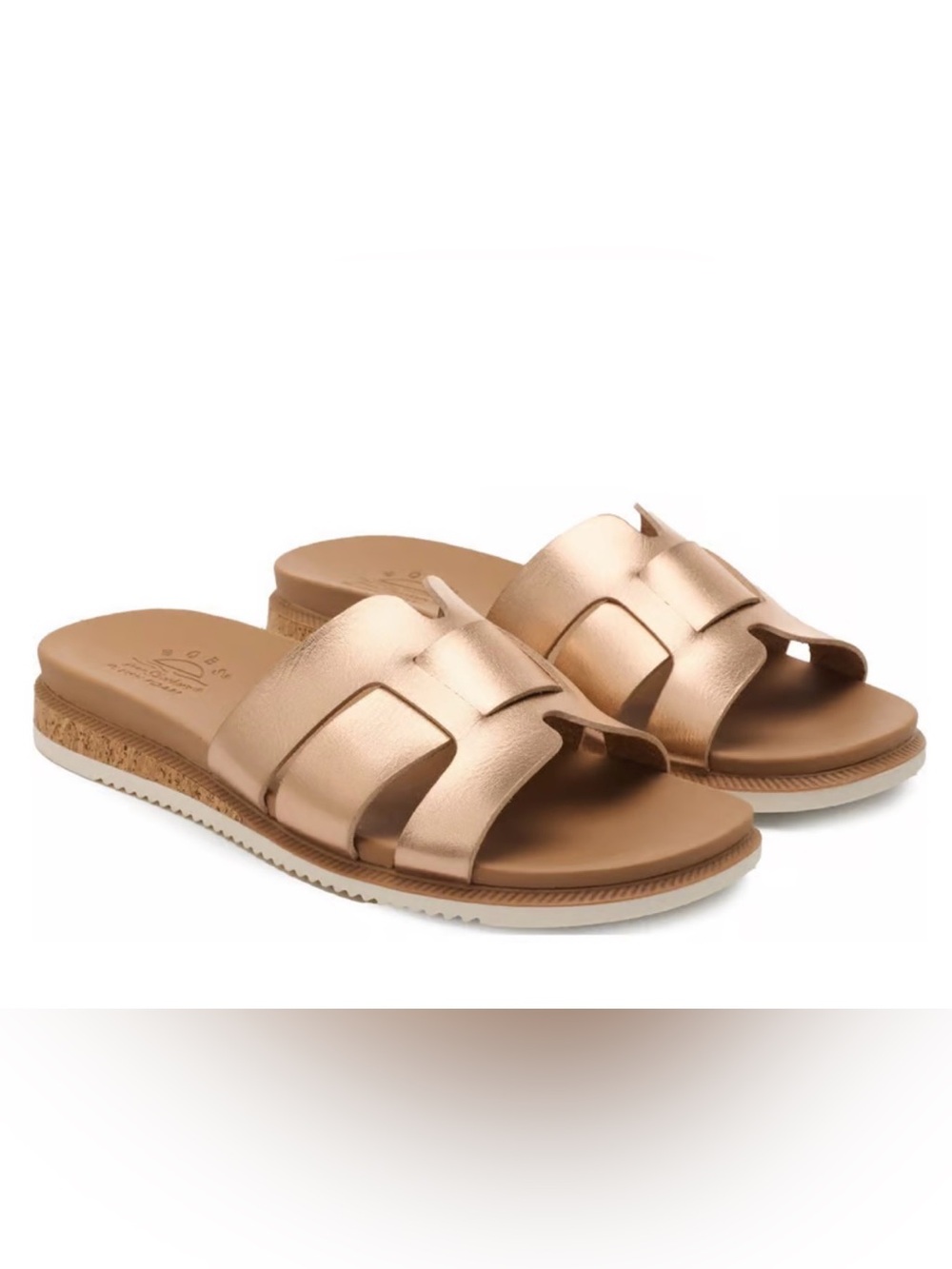 NWT BOBS from Sketchers Vegan Metallic Rose Gold Slide Sandals size 9